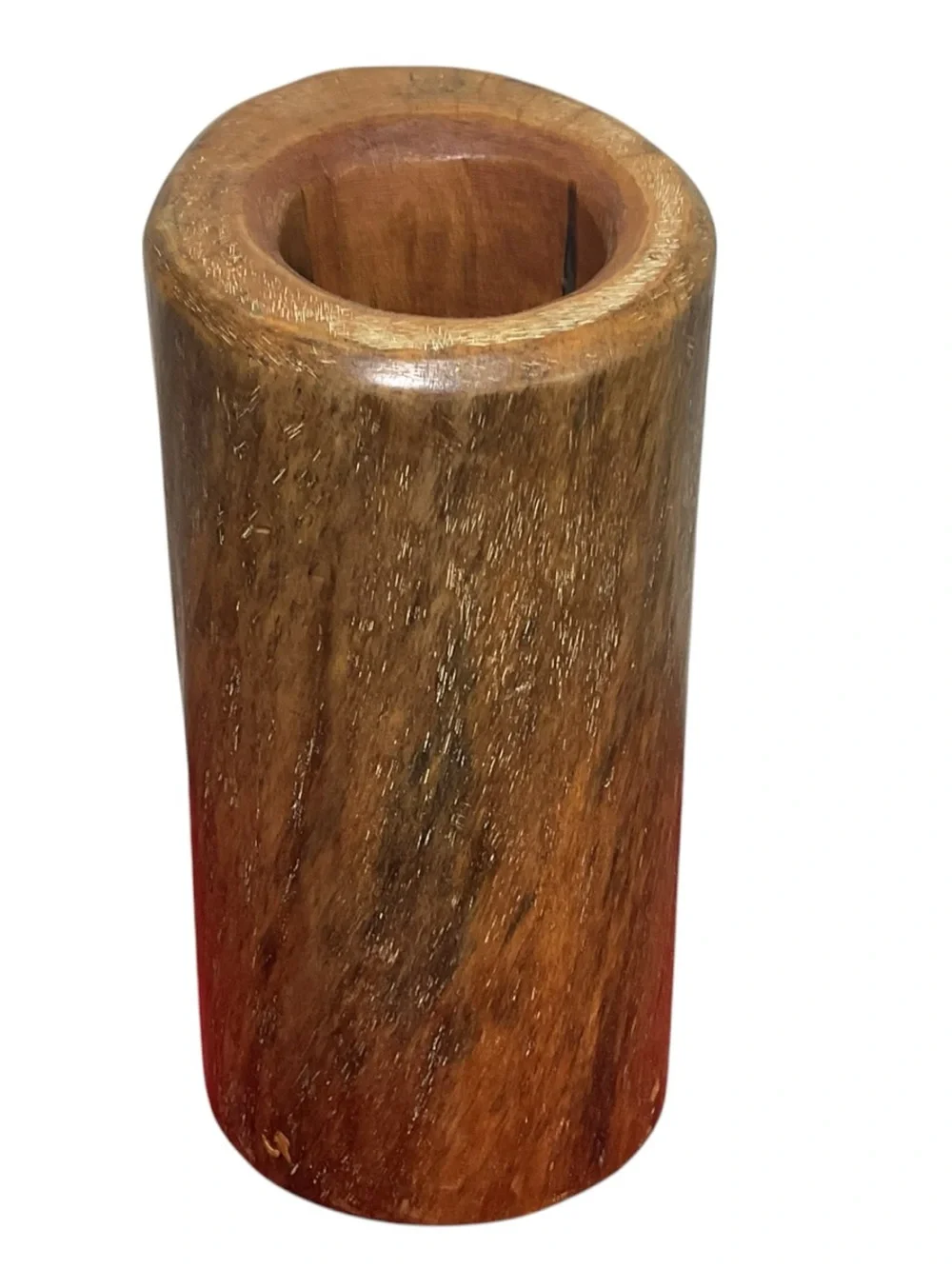 Handcrafted Signed Wooden Brush or Pen Holder – Rustic Artisan Piece (2010)